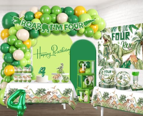 288pcs Roar Im 4 Dinosaur Party Decorations, All-in-One Set, 25 Guests - Image 3