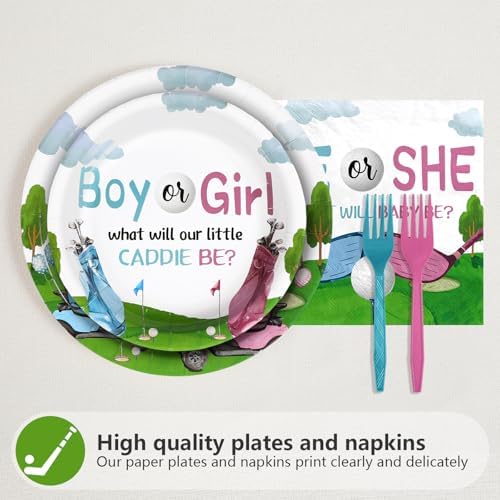 Grencian 96Pcs Golf Gender Reveal Party Supplies for Boys Girls Serves 24 - Image 3