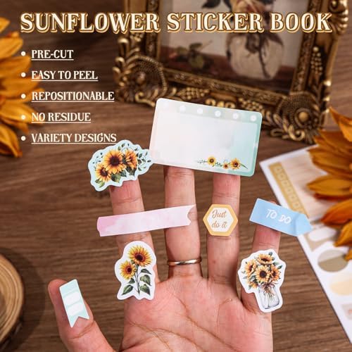 Aesthetic Sunflower Planner Sticker Book 25 Sheets with 600+ Decorative Stickers for Journaling, Scrapbooking, Bullet Journal, Happy Planner, DIY Stationery Supplies Gifts for Women Girls Teens Kids - Image 5