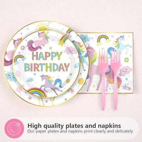 Grencian 96 Pcs Unicorn 4th Birthday Party Decorations, Serves 24 - Image 2