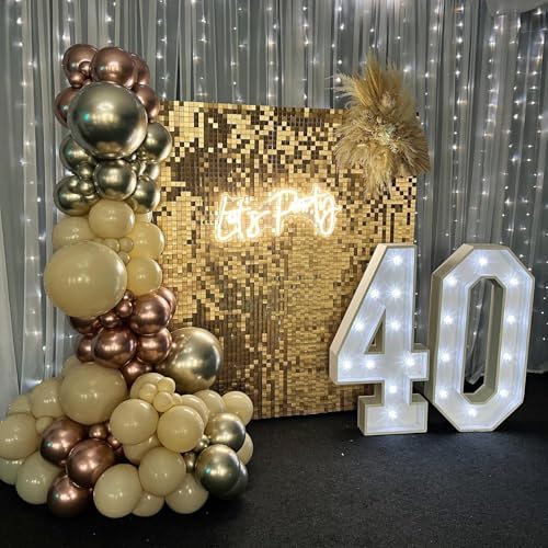 Light Gold Shimmer Wall Backdrop, 24pcs Sequin Panels - Image 5
