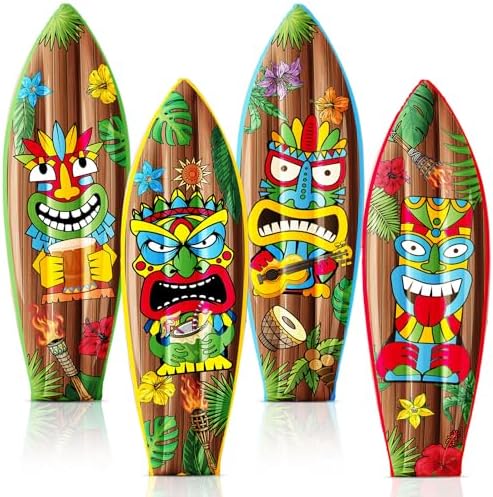 JellyArch 4 Pcs Tiki Inflatable Surf Board 36 Inch Tiki Party Decorations by JellyArch