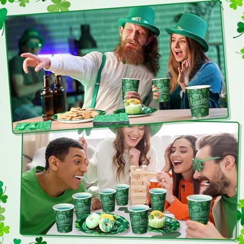 Pickmesh 400 Pcs Party Supplies Disposable Paper Plates Napkins and Cups Decorations for Men Women(Ireland,Green) - Image 4