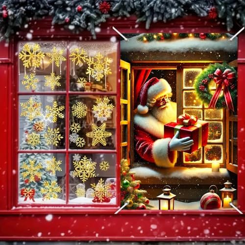 BlissYard Classic Santa Christmas Window Banner Fabric 31x47 Inch - Image 3