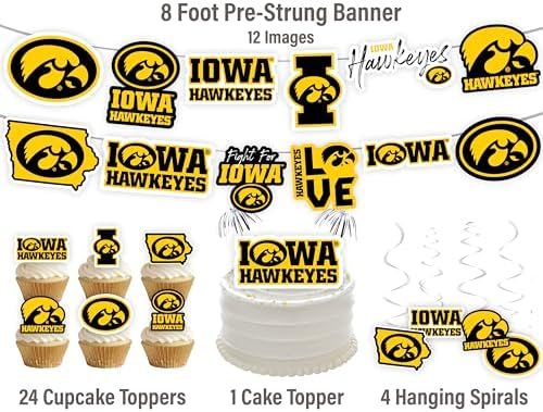 Iowa Hawkeye Party Decorations University of Iowa Decor Supplies 42 Pc - Image 3