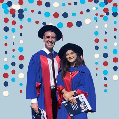 Nautical Party Decorations Circle Dot Garland Navy Blue Red White Hanging Paper Polka Dot Streamer for Nautical Pirate Ahoy Achor Birthday Wedding Bridal Shower Bachelorette Party Supplies - Image 5