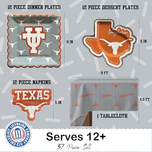 University of Texas Longhorns Party Decorations with Plates & Napkins 37 Pc - Image 3
