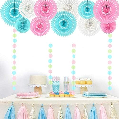 BEISHIDA Honeycomb Round Paper Fans Blue Pink Hanging Party Decoration - Image 4