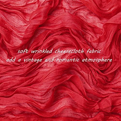 35x120 Inch Red Cheesecloth Table Runner Christmas Valentine Wedding Decor - Image 3