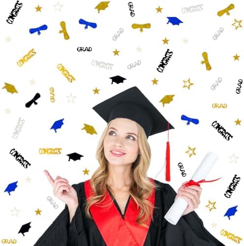 Blue Graduation Confetti Grad Congrats Diploma Hat Star Shape Table Scatters Confetti for Graduation Decorations Graduation Party Supplies Decorations Confetti Party Sets - Image 6