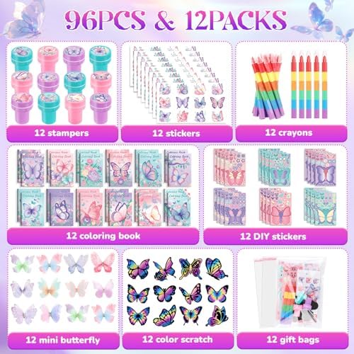BenLouis 96Pcs Butterfly Fairy Coloring Set for Kids Party Favors - Image 2