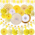 Moon Boat 35PCS Party Decorations Paper Fan Hanging Set - Birthday,Baby Shower,Lemon,Sunflower Theme Decor (Yellow) by MoonBoat