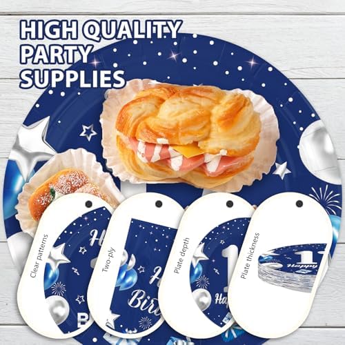 96Pcs Navy Blue Silver 17th Birthday Decorations, Serves 24 - Image 6
