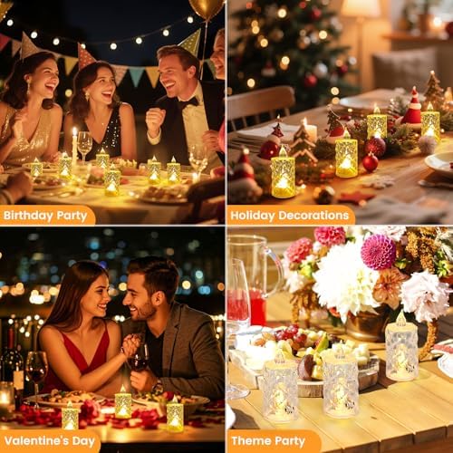 24pcs Flashing Battery Powered LED Votive Tea Candles, Realistic Electronic Fake Candles for Birthday Gifts for Women Mom Grandma Mother's Day Decoration - Image 6
