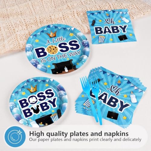 96Pcs Boss Theme Baby Shower Party Decorations for Boys, Serves24 - Image 4
