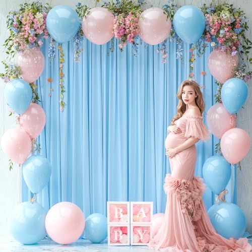 16x10FT Baby Blue Backdrop Curtains for Wedding Parties, Wrinkle Free Polyester Photography Backdrop Drapes for Wedding Baby Shower Birthday Parties Stage Background Stand Decorations 4x10ft,4 Panels - Image 7