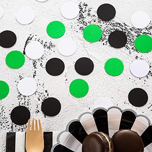 MOWO Black, Green and White Confetti Circle Table Decoration, 1.2 inch - Image 3