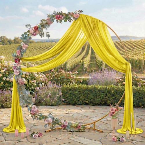 Pack of 1 Wedding Arch Drape Panel Fabric 30" x 30ft - Yellow - Image 3
