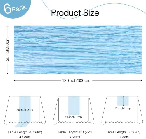 6 Pack Light Blue Cheesecloth Table Runner Boho Gauze Home Decor - Image 3