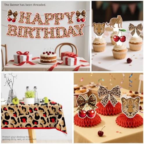 208PCS wellspar Cheetah Print Birthday Decorations Tableware Set, 25 Guests - Image 6