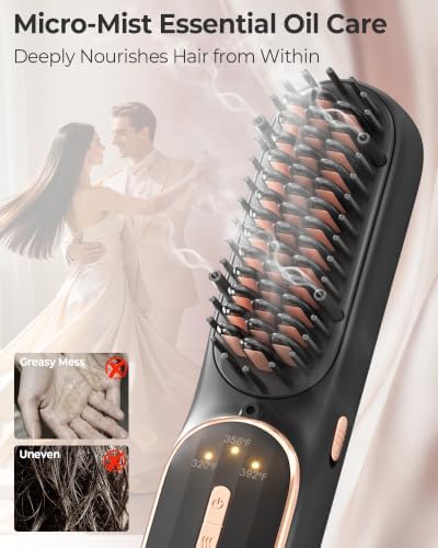 Cordless Hair Straightener Brush, Portable Travel Touch-Ups, S03 - Image 3