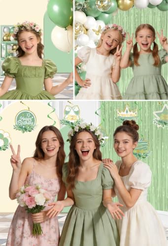 cocomigo 305pcs Sage Green Birthday Decorations Party Set, for 25 Guests - Image 7