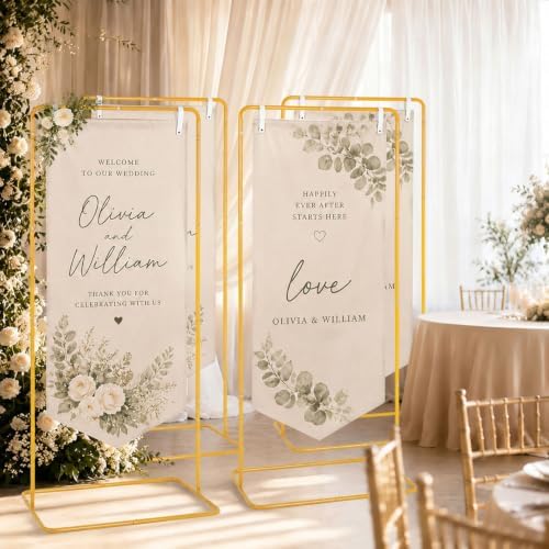 Wedding Sign Stand,Welcome Poster Easel Stand,Mustard Gold,4 Pcs - Image 3