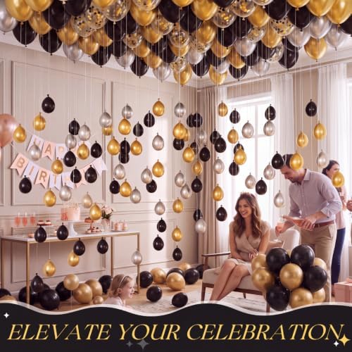 Thenshop Black and Gold 220 Pcs Balloons with String Party Decorations - Image 5