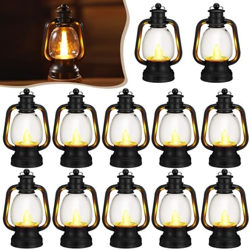Ferraycle 12 Pcs Mini Lanterns Bulk 6 Inch Black Lamp Table Centerpieces by Ferraycle