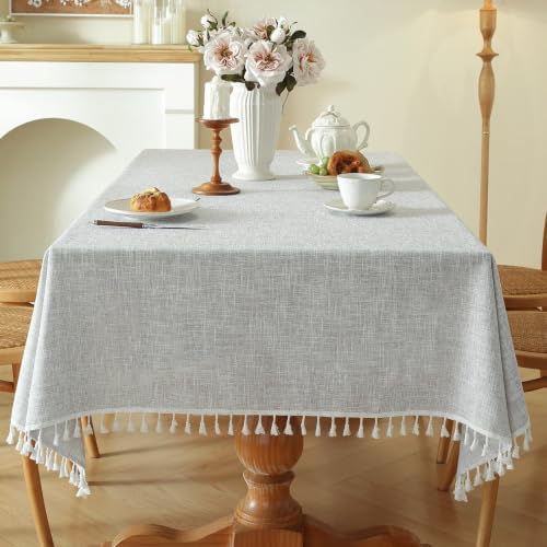 Deep Dream Tablecloths, Waterproof Table Cloth, Linens Wrinkle Free Anti-Fading, Rustic Table Cover Decoration for Kitchen Dinning Christmas(Rectangle/Oblong, 55''x140'',12-14 Seats, Solid Grey) - Image 2