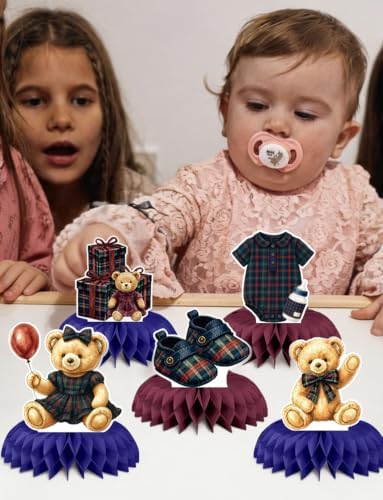 Teddy Bear Baby Shower Table Decorations, Tartan Plaid Centerpieces - Image 6