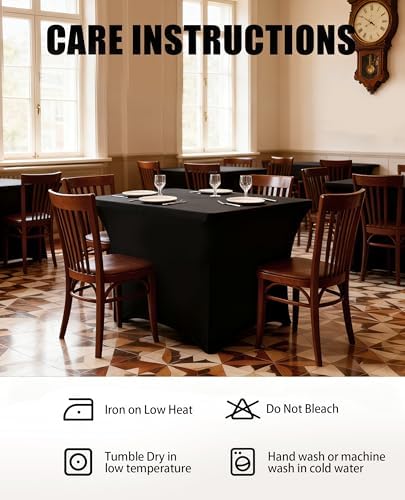 4FT Black Table Cloth - 8 Pack, Fitted Stretch Rectangle Spandex Tablecloth - Image 6