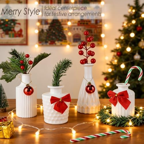 UPBUD White Glass Bud Vases Set of 12, Small Vases for Flowers, Mini Flower Vases in Bulk for Wedding Decoration, Vintage Vase for Baby Shower Centerpieces, Home Décor - Image 2