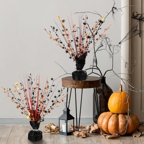 Crowye 6 Pcs Black Orange Metallic Foil Spray Centerpieces Wedding Decor - Image 6