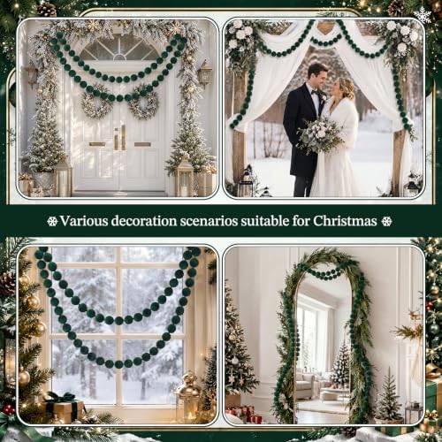Canlierr 2 Pcs 6.5ft Christmas Velvet Ball Garland Mantle Decorations 60mm - Image 6