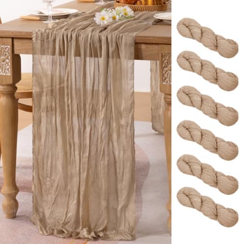 Nude Cheesecloth Table Runner Neutral Boho Fall Runner for Table, 6 Pack by MLMC