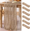 Nude Cheesecloth Table Runner Neutral Boho Fall Runner for Table, 6 Pack by MLMC