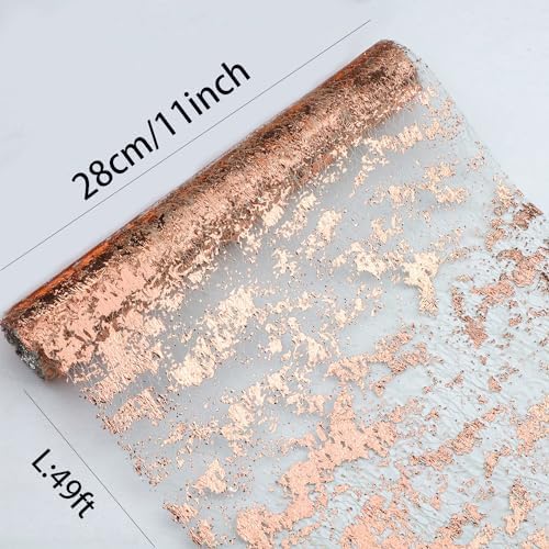 Rose Gold Table Runner, Glitter Metallic Foil Mesh Roll 49 Feet - Image 4