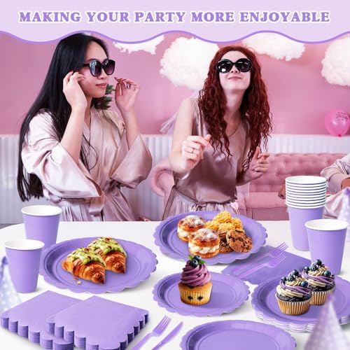 Vyntra 350 Pcs Lavender Paper Plates and Napkins Party Supplies - Image 5