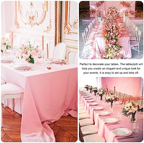 4 Pack Rectangle Tablecloth 90x156 Inch Washable Polyester Table Cover for Wedding Dining Table Buffet Parties Banquet Decoration（Pink） - Image 5