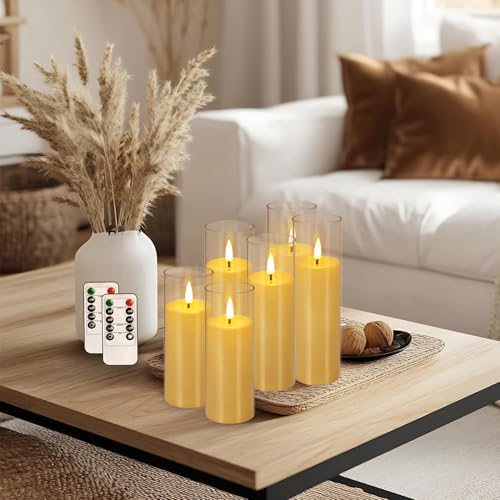 YOROXRG Flickering Flameless Candles Battery Operated with Remote and 2/4/6/8 H Timer Plexiglass LED Pillar Candles with Realistic Moving Wick for Home Decor Pack of 48 (D2.2 xH 5" 6" 7") (Ivory) - Image 3