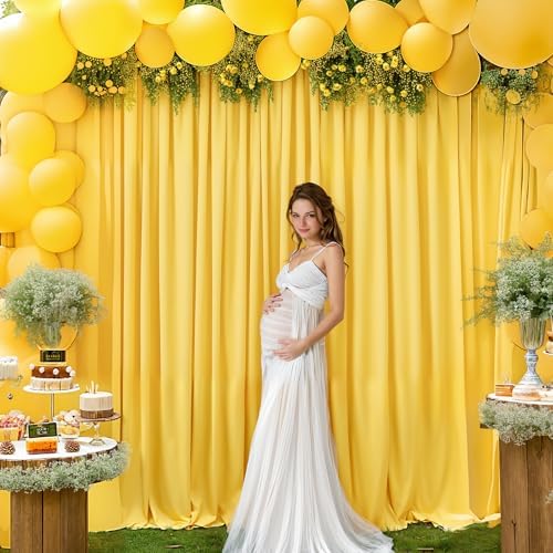 40x10FT Yellow Backdrop Curtains for Wedding Parties, Wrinkle Free Polyester Photography Backdrop Drapes for Wedding Baby Shower Birthday Parties Stage Background Stand Decorations 4x10ft,10 Panels - Image 4