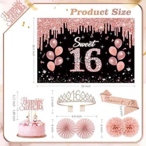 50Pcs Sweet 16 Birthday Party Decorations for Girls,Pre-Assembled Party Set - Image 5