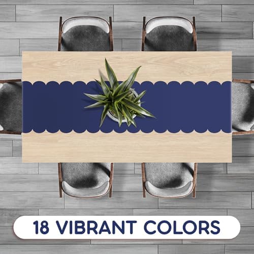 Navy Blue Scallop Table Runner, Disposable Plastic, 5 Pack, 14x108in - Image 5