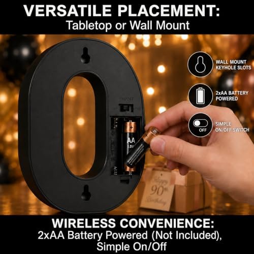 90 Light up Numbers Battery-Operated Light-Up for Party Black - Image 5
