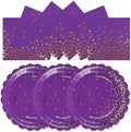 50PCS Purple Paper Plates and Napkins Set - Purple and Gold Dot Party Plates Disposable Party Tableware Dinnerware Set Party's Supplies Decorations for Birthdays, Baby Shower, Weddings and Holidays by Unknown