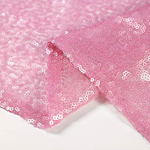 Pufogu 50" Round Pink Sequin Tablecloth Glitter Pink Table Cloths for Birthday Wedding Bridal Baby Shower Party Decorations - Image 6