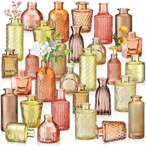 Yaomiao 30 Pcs Glass Bud Vases Centerpieces, Orange Yellow Series by Yaomiao