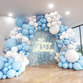 Blue and White Balloon Arch Kit, ADOINBY 140Pcs Pastel Light Blue and White Balloon Garland kit, 18 12 10 5 Inch Different Size Balloons for Baby Shower Birthday Gender Reveal Anniversary Decorations by ADOINBY