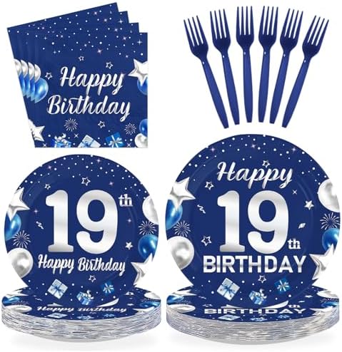 96Pcs 19th Birthday Party Decorations Serves 24 by Greencian